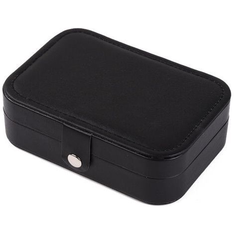 Jewelry Box - Small Two-Tier Jewelry Organizer, PU Leather Storage Box for Rings, Necklaces, Earrings(Black) (1/5)