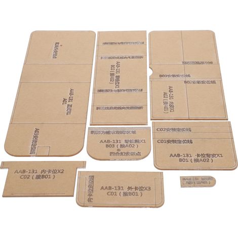 Gabarit acrylique 8 pièces pour portefeuille court, outils de bricolage pour la fabrication de patrons en cuir faits main. (1/5)