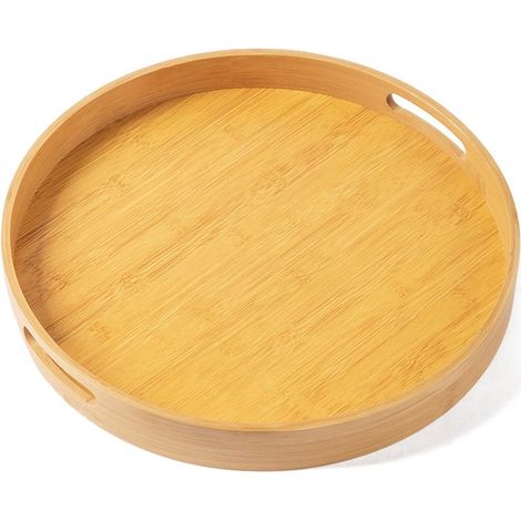 2 Plateaux De En Bambou Avec Poignées, Design Rustique Pour Petit-déjeuner Au Lit Et Table Basse