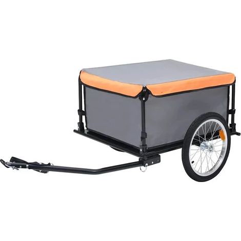 Remorque à vélo grise et orange, 65 kg (1/5)
