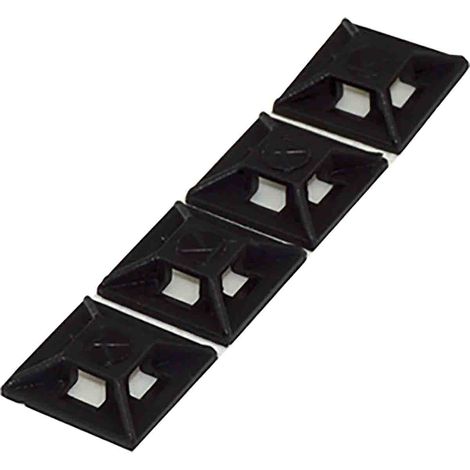 Embase pour serre-câbles autoadhésive noire 12.5mm x 12,5 mm, Ø fixation 3.2mm ( Prix pour Sachet de 100 )