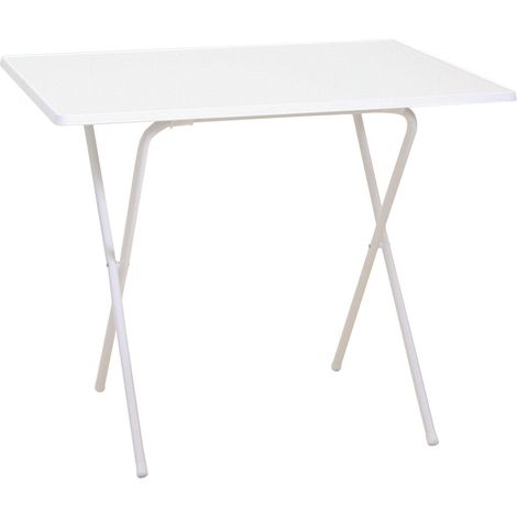 Table de balcon blanche 60 x 80 cm – Petite table pliante avec plateau amovible – Table de camping robuste et légère – Table d’appoint de jardin en métal et plastique (1/3)