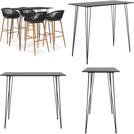 5-tlg. Bar-Set Schwarz - Bar Set - Bartisch - Barhocker - Küchenstuhl - Wohnzimmermöbel - Home & Living (1/5)