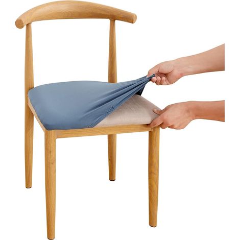 2-Piece Stretch Chair Seat Cover, Removable, Washable, Elastic for a Universal Fit, Decoration for Wedding Bouquets, Hotels, Restaurants (4 PCS, Grey Blue) (1/5)