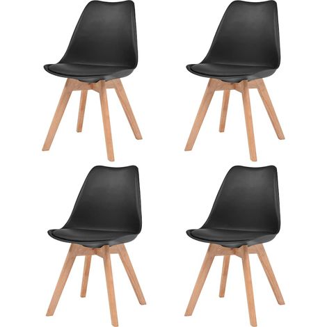 vidaXL Chaises à manger lot de 4 Noir Plastique (1/5)