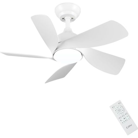 Ventilateur Plafond 76cm avec Lumières et Télécommande, Blanc Ventilateur de Plafond avec 5 Pales Réversibles, 3 Couleurs et Gradateur, 6 Vitesses, DC Réversible pour Chambre à Coucher, Salon (1/5)