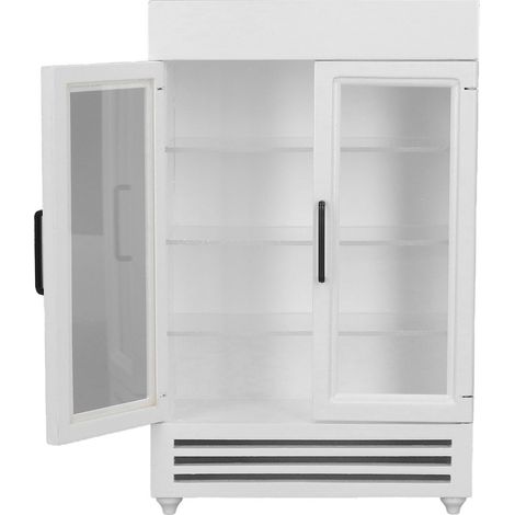 Puppenhaus-Kühlschrank-Simulation, exquisiter tragbarer Miniatur-Holzkühlschrank für Puppenhäuser im Maßstab 1:12, weiß (1/5)