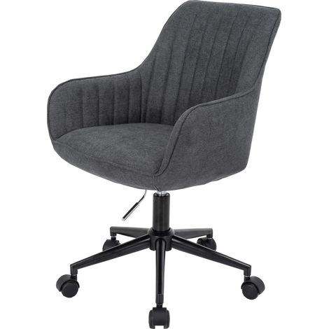 Chaise de bureau pivotante avec accoudoirs en tissu anthracite coutures décoratives 040006209