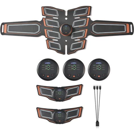 Elektrisches Bauchmuskelstimulationsgerät (EMS) mit USB-Anschluss – Gerät zur Muskelstraffung und zum Muskeltraining – Elektrostimulator-Massagegerät  01566-AquaForge