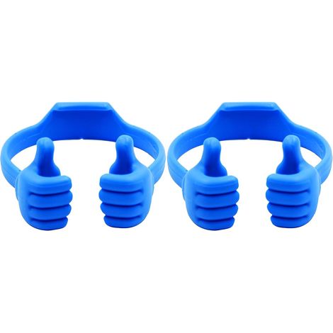Support pour téléphone portable, bleu, 45 x 95 x 115 mm, support d'affichage à 2 plateaux, support de bureau pour smartphone (1/5)