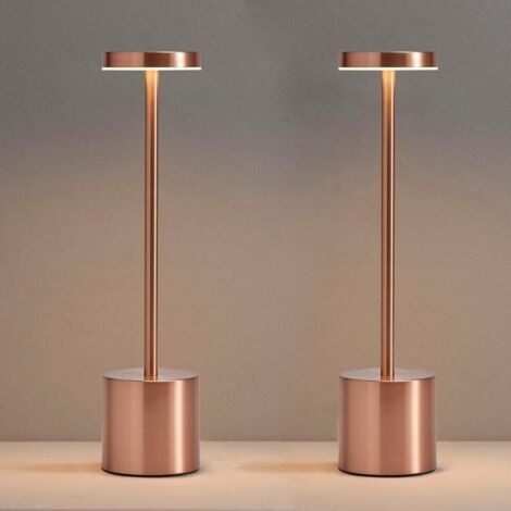 Lot de 2 lampes de table rechargeable, lampe de bureau LED portable, lampe de table sans fil - éclairage à intensité variable en 3 couleurs(or rose) (1/5)