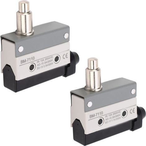 2 interrupteurs de fin de course étanches, réglables et momentanés, à poussoir à broche NO+NC, 250 V CA (1/5)