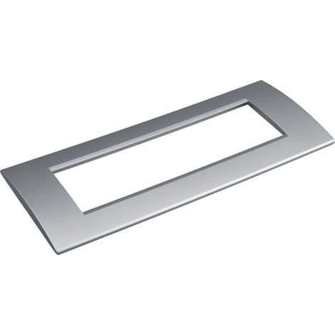 Placca Plastica Quadrata MBL 7 Moduli Posti Compatibile Bticino Living, 3 Colori Disponibili (Grigio/Silver)