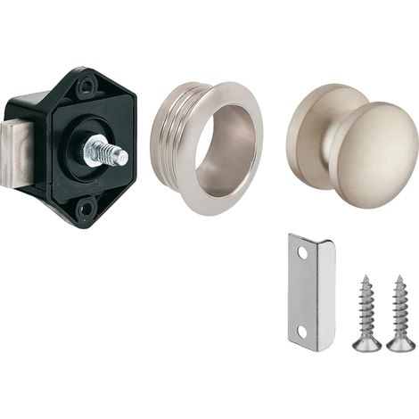 Serrure verrou avec bouton poussoir Push-lock mini axe 15mm idéal bateaux caravanes camping car van, noir