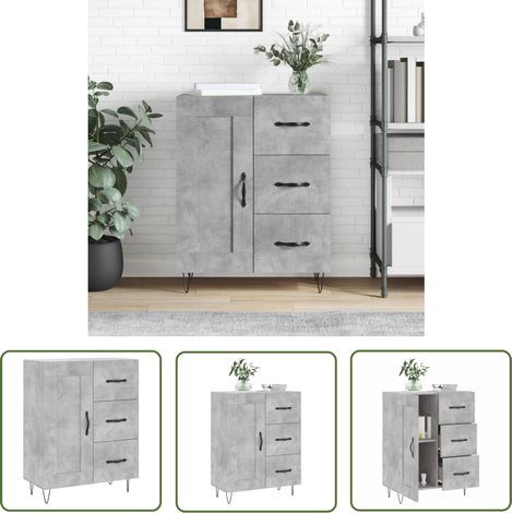The Living Store Sideboard Betongrau 69,5x34x90 cm Holzwerkstoff - Schreibtisch - Wohnzimmermöbel - Sideboard Grau - Holz Sideboard - Regal (1/5)