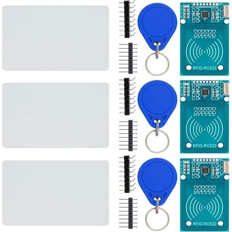 3 Kits RFID Module Capteur RC522 Carte S50 Porte-clés Pour Arduino Raspberry Pi