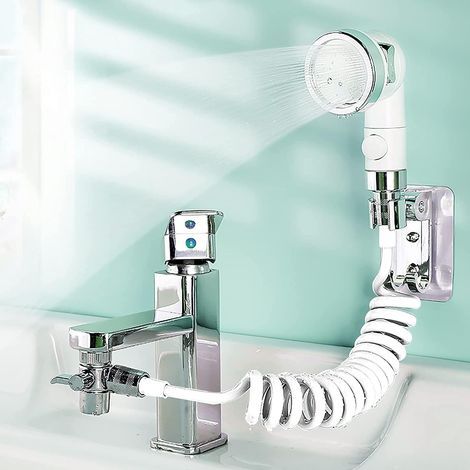 Pommeau de Douche Lavabo,Tuyau Télescopique Douchette pour Bidet Pomme de Douche évier Mural,Pommeau de Douche Economie deau Parfait pour Laver les Cheveux ou Nettoyer le Lavabo (1/5)