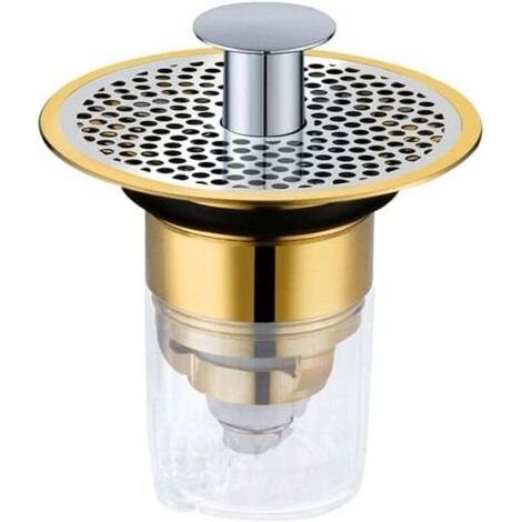 Bonde Lavabo Universel 34-37mm avec Plaque Filtre et Tamis Anti-Bouchage pour Évier Salle de Bain (1/4)