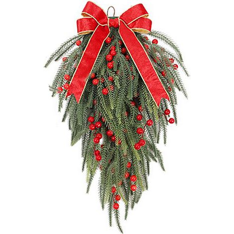 Ej.Life Fuchs-Kiefernnadel, rote Früchte, Weihnachtsdekoration, Knoten-Anhänger, Girlande, umgedrehter Baum (1/4)