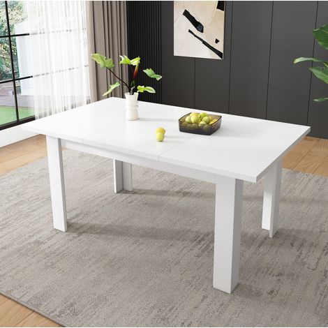 Tavolo da pranzo 120x70x75 cm in MDF bianco con vano nascosto, per spazi piccoli – MEUBLIV (1/5)