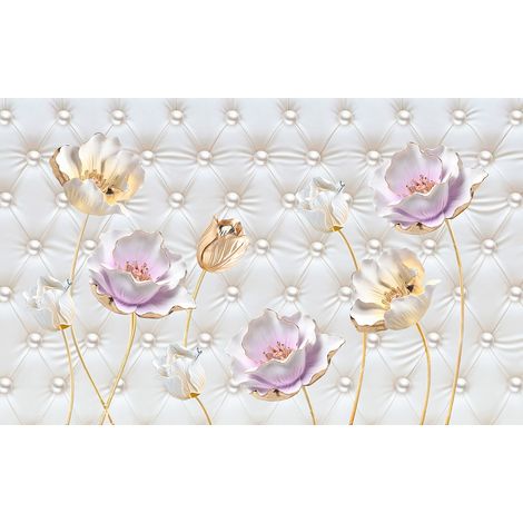 Papier peint panoramique - Fleurs Capitons 3D - 130 cm x 81 cm (1/2)