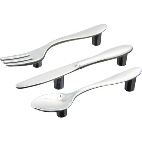 3 poignées argent armoire cuisine tiroir couteau fourchette cuillère (1/5)