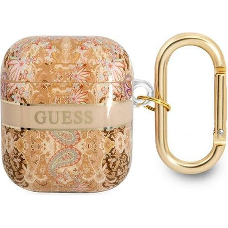 Funda Guess GUA2HHFLD para AirPods 1/2, color oro/oro, con correa Paisley. (1/3)
