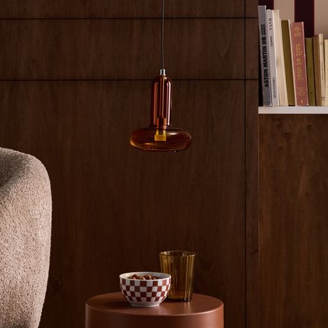 Suspension intérieur verre Ø15cm ambre - Zeno (1/5)