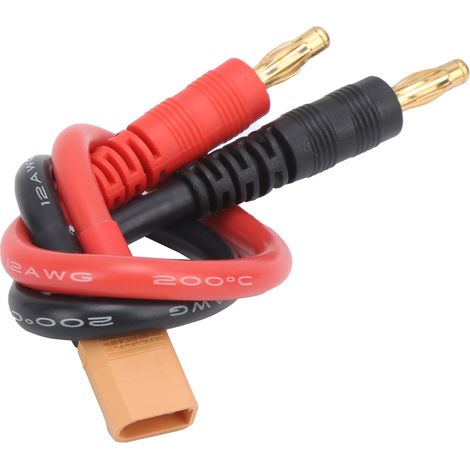 Câble de charge pour batterie au lithium B6, fiche banane 4 mm vers XT30, fil silicone 12 AWG, 15 cm (1/4)