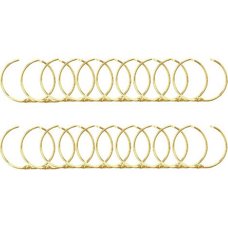 Anneaux de rideau de douche lot de 20 en métal doré diamètre intérieur 5 cm à ouverture rapide pour salle de bain (1/5)