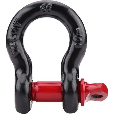 Manilles à Anneau En D Noir Et Rouge Capacité De Charge 4,75T / 10,000lbs-8T 17,000lbs, Acier + Zingué, Pour Remorqueurs Récupération Véhicule (1/5)