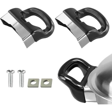 2 manici laterali neri per pentole - Ricambi resistenti al calore per pentole e padelle - Manico corto per pentola a pressione e vaporiera - Utensili da cucina per la casa (1/5)