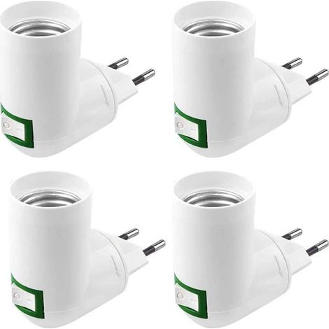4 Stück E27-Fassung mit Schalter, 220 V Wechselstrom, Bau- und Elektrosteckdose für E27-Adapter, Küchenlampe (Weiß) (1/5)