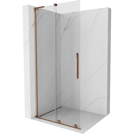 Mexen Velar L parete doccia scorrevole Walk-in 100 x 200 cm, trasparente 8 mm, oro rosa - 871-100-003-03-60 (1/5)