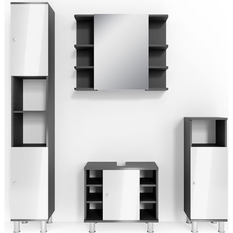 Conjunto de muebles de baño Fynn, Antracita, 4 piezas, Vicco