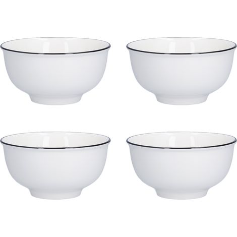 Lot de 4 bols à soupe de 15 cm en céramique blanche, bols à nouilles et bols à riz écologiques pour la cuisine et le restaurant (1/5)