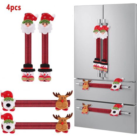 Weihnachtsdekoration: 4 Handschuhe, Kühlschrankgriffe, Weihnachtsmann, Schneemann, Küchengeräte, Feiertage (1/2)