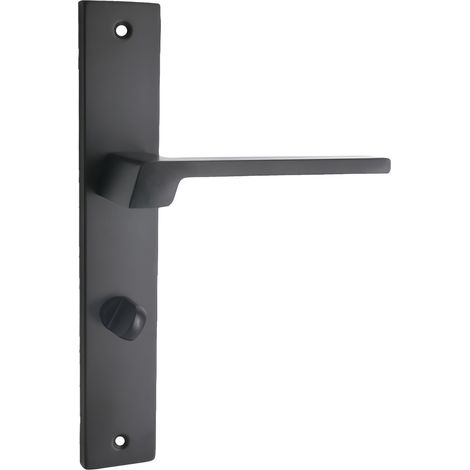 domino Türgriff 78 Drückergarnitur WC - Badezimmer Set Links & Rechts Türbeschlag für WC/Badezimmertüren L-Form Türbeschläge aus Aluminium Schwarz Türdrückergarnitur CANTORO BLACK (1/5)