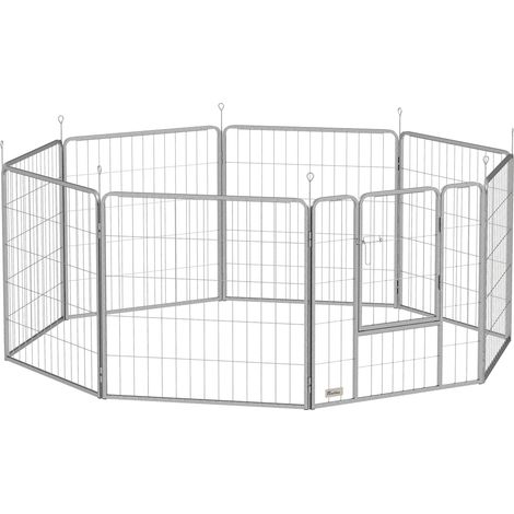 Besoin d'un espace sûr Enclos pour chien modulable 8 panneaux avec porte et sangle, intérieur/extérieur (1/5)
