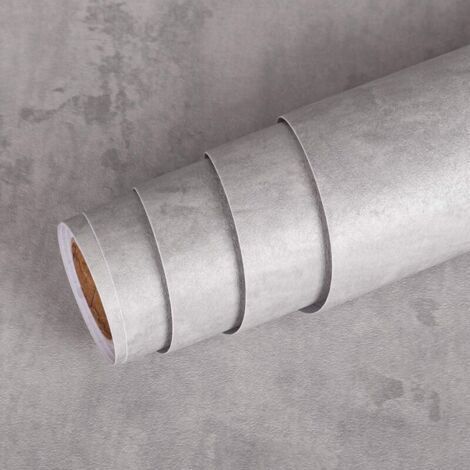 Papier Peint Beton Gris Clair Meuble Autocollant Sticker Adhésif Épais Film Lavable Vinyle Rouleau pour Cuisine Plan de Travail Tiroir Armoire Portes Évier Table Basse Comptoir 40CMx5M (1/4)