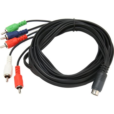 Câble de remplacement Mini DIN AV 10 broches vers 5 RCA AV (rouge, vert, bleu et rouge, blanc) pour téléviseurs (1/5)