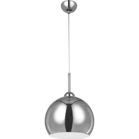 Premier Housewares Chrome and White Inside Pendant Light (1/5)