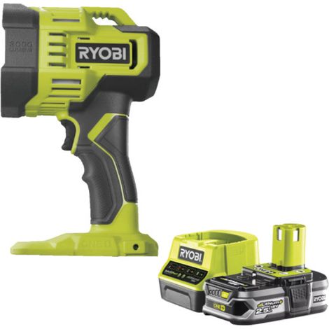 Confezione RYOBI Faretto LED 18V OnePlus 3000 Lumen RLS18-0 - 1 Batteria 2,5Ah - 1 Caricabatterie rapido RC18120-125