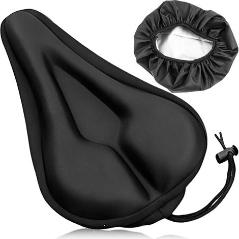 Housse de selle de vélo en gel imperméable avec mousse à mémoire de forme, rembourrage ergonomique de selle de vélo 28 x 18 cm, avec housse de pluie pour VTT et vélo de route (1/5)