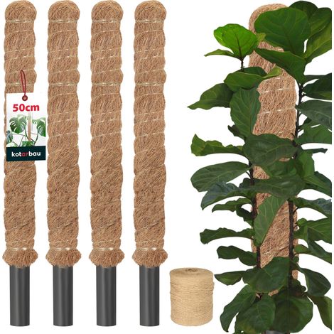 KOTARBAU® 4 pcs Tuteur Plante - Tuteur Coco - ⌀ 3.2 x 50 cm - Fibre de Coco - Tuteurs pour Monstera - Marron - pour Plantes Grimpantes (1/5)