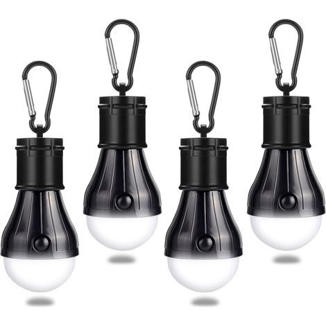Lampe de camping avec mousqueton - Lampe de tente - Lampe LED pour tente - Idéale pour les voyages, le vélo, la randonnée, la maison et la pêche - Noire (1/5)
