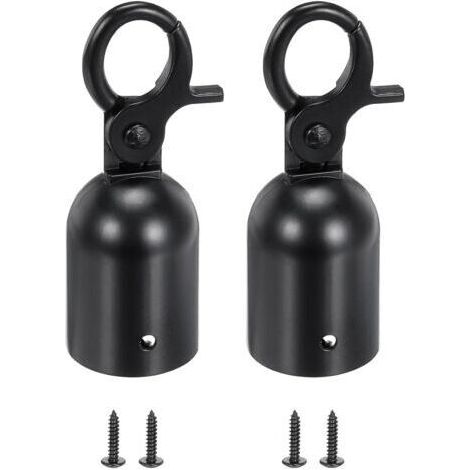 Lot de 2 embouts de corde pour poteau de 2,8 x 8 cm, crochets mousquetons pour barrière de contrôle des foules, séparateur de file d'attente, noir (1/5)