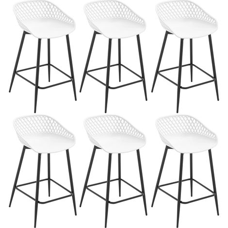 WOLTU 6x Bar Stools Breakfast Counter Chairs Bar Chairs Modern Stools for Kitchen Home Bar, White