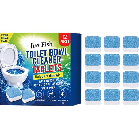 Lingettes nettoyantes pour toilettes JUE FISH : Nettoient en profondeur les taches, éliminent le calcaire, rafraîchissent le parfum et neutralisent les odeurs. Lot de 12. (1/5)