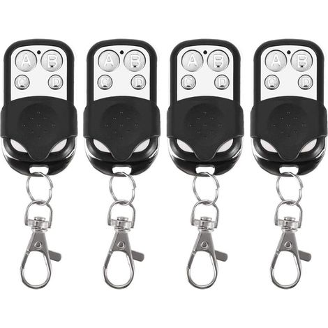 Télécommande 433MHz pour portail, télécommande porte-clés, 4 pièces 4 boutons clonage universel télécommande sans fil porte-clés 433 MHz pour porte de garage de voiture, porte de toit (1/5)
